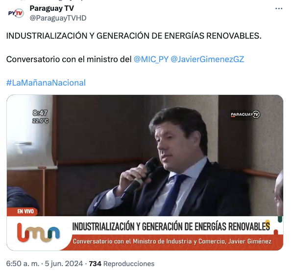 El ministro de Paraguay Javier Giménez revela los planes de minería de criptomonedas. 